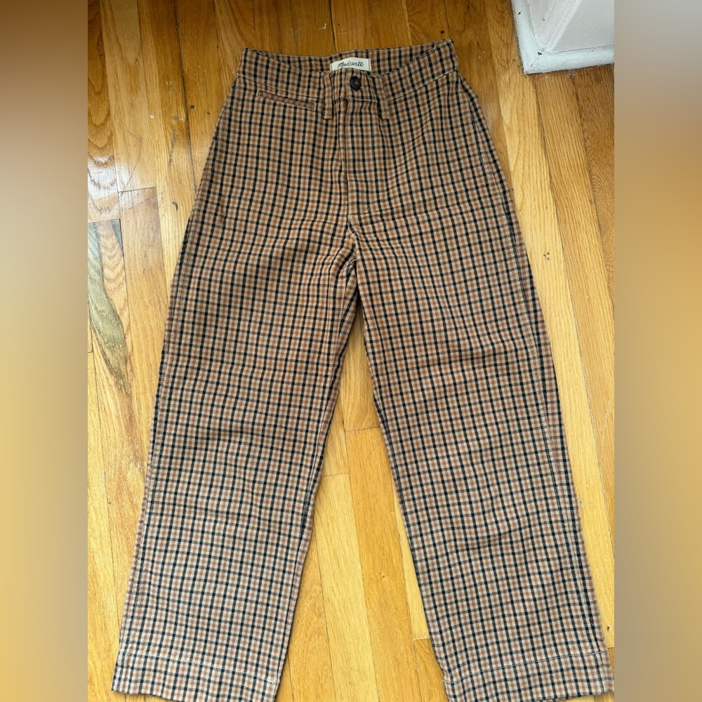 Madewell Slim Emmett Wide Leg Crop Plaid Pangs